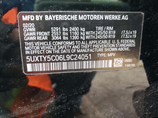 5UXTY5C06L9C24051 - 2020 BMW X3 XDRIVE3 BLACK photo 10