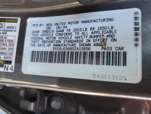 5Y2SL63885Z413856 - 2005 PONTIAC VIBE GRAY photo 10