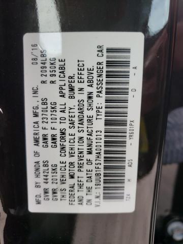 19UUB1F57HA001013 - 2017 ACURA TLX TECH BROWN photo 10