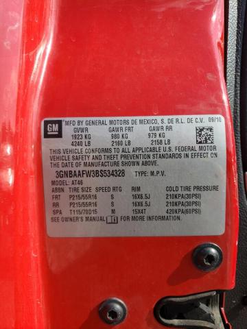 3GNBAAFW3BS534328 - 2011 CHEVROLET HHR LS RED photo 10