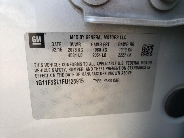 1G11F5SL1FU125915 - 2015 CHEVROLET MALIBU LTZ ვერცხლისფერი ფოტო 10