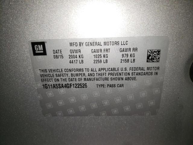 1G11A5SA4GF122526 - 2016 CHEVROLET MALIBU LIM Gümüş foto 10