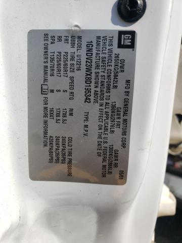 1GNDV23WX8D195342 - 2008 CHEVROLET UPLANDER L Ağ foto 10