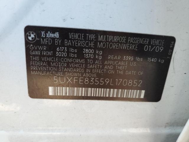 5UXFE83559L170852 - 2009 BMW X5 XDRIVE4 WHITE photo 10