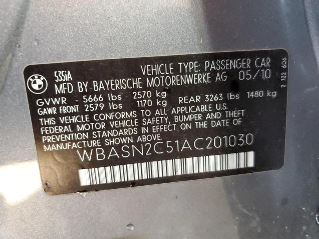 WBASN2C51AC201030 - 2010 BMW 535 GT GRAY photo 10