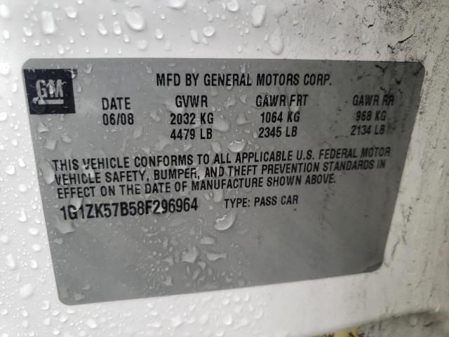 1G1ZK57B58F296964 - 2008 CHEVROLET MALIBU LTZ თეთრი ფოტო 10