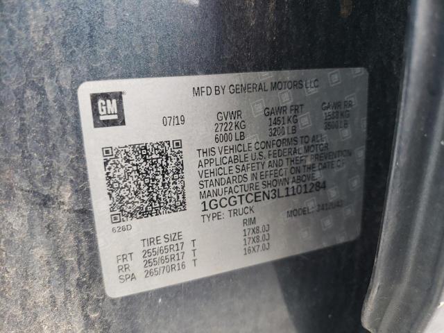 1GCGTCEN3L1101284 - 2020 CHEVROLET COLORADO L GRAY photo 10