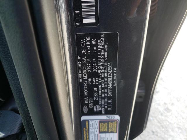 3KPF34AD9LE242565 - 2020 KIA FORTE GT L GRAY photo 10