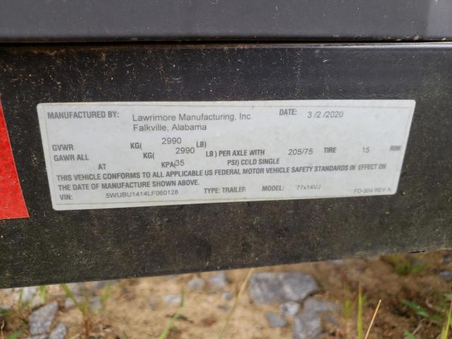 5WUBU1414LF060128 - 2016 UTILITY TRAILER  ფოტო 10