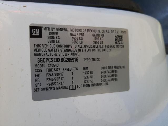 3GCPCSE0XBG205916 - 2011 CHEVROLET SILVRDO LT WHITE photo 10