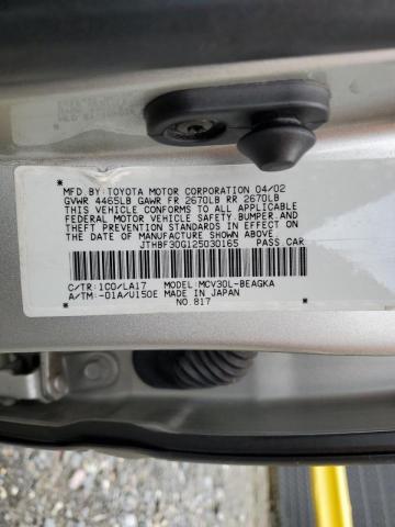 JTHBF30G125030165 - 2002 LEXUS ES 300 SILVER photo 10