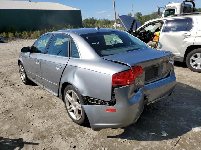 WAUDF78E78A098245 - 2008 AUDI A4 2.0T QU SILVER photo 3