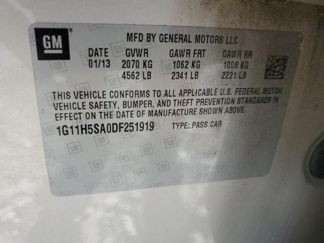 1G11H5SA0DF251919 - 2013 CHEVROLET MALIBU LTZ ოქროსფერი ფოტო 10