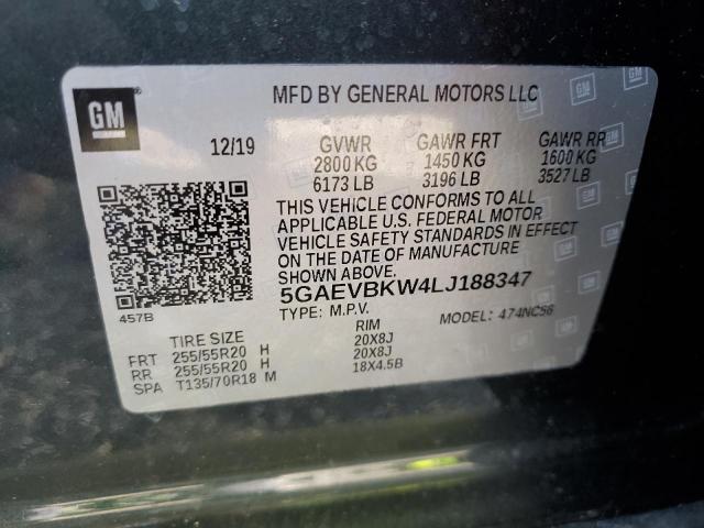 5GAEVBKW4LJ188347 - 2020 BUICK ENCLAVE PR BLACK photo 10