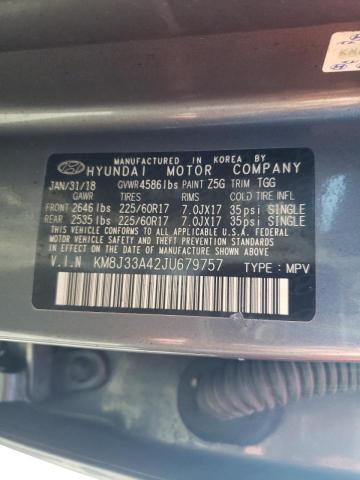 KM8J33A42JU679757 - 2018 HYUNDAI TUCSON SEL GRAY photo 10