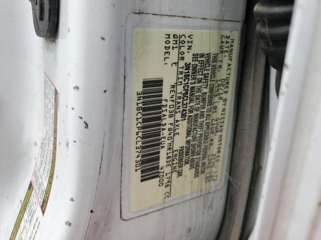 3N1BC1CP6CL374301 - 2012 NISSAN VERSA S WHITE photo 10