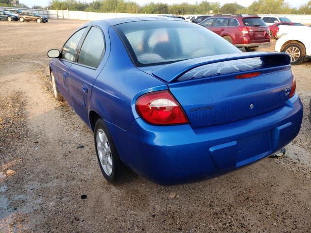 1B3ES56C15D186857 - 2005 DODGE NEON SXT BLUE photo 3