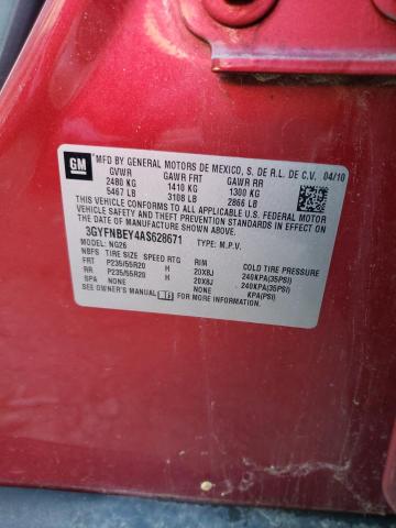 3GYFNBEY4AS628671 - 2010 CADILLAC SRX PERFOR 红色 照片 10