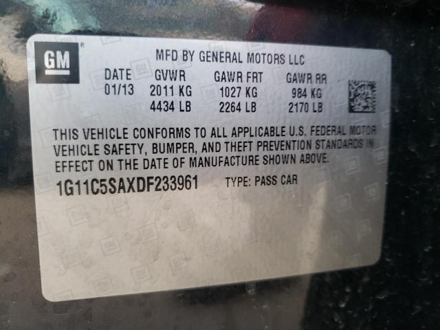 1G11C5SAXDF233961 - 2013 CHEVROLET MALIBU 1LT ლურჯი ფოტო 10