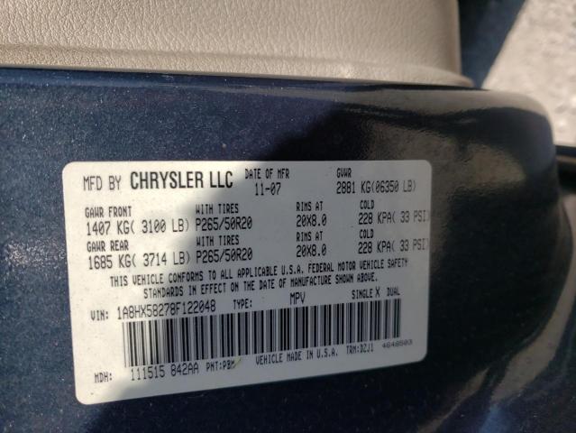 1A8HX58278F122048 - 2008 CHRYSLER ASPEN LIMI BLUE photo 10