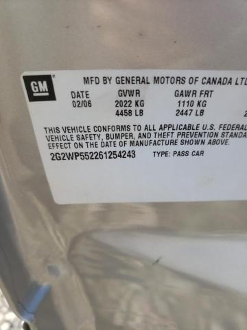 2G2WP552261254243 - 2006 PONTIAC GRAND PRIX ვერცხლისფერი ფოტო 10