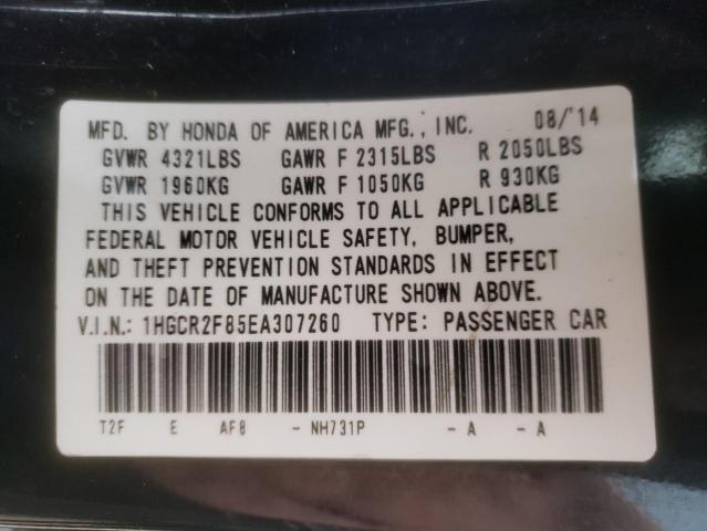 1HGCR2F85EA307260 - 2014 HONDA ACCORD EXL BLACK photo 10