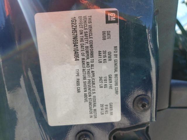 1G2ZH57N694104064 - 2009 PONTIAC G6 GT BLUE photo 10