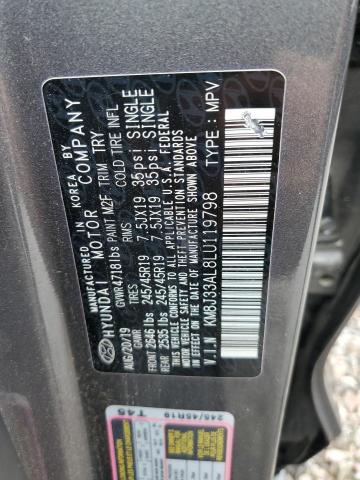 KM8J33AL8LU119798 - 2020 HYUNDAI TUCSON LIM GRAY photo 10