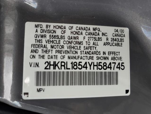 2HKRL1854YH584745 - 2000 HONDA ODYSSEY LX SILVER photo 10