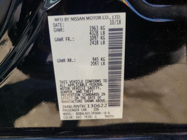 1N4BL4DV7KC130622 - 2019 NISSAN ALTIMA SV BLACK photo 10