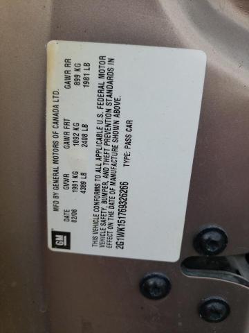 2G1WK151769326266 - 2006 CHEVROLET MONTE CARL ყავისფერი ფოტო 10