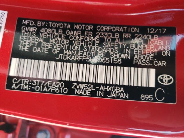 JTDKARFP5H3065158 - 2017 TOYOTA PRIUS PRIM 红色 照片 10