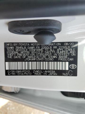 JTDKAMFU5M3132280 - 2021 TOYOTA PRIUS SPEC WHITE photo 10