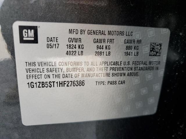 1G1ZB5ST1HF276386 - 2017 CHEVROLET MALIBU LS GRAY photo 10