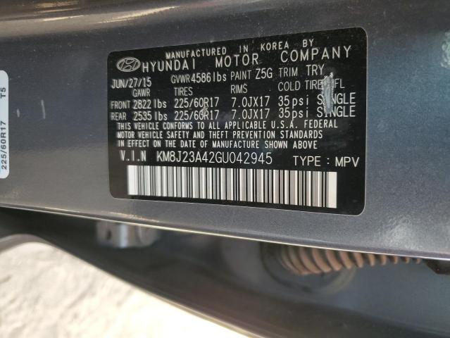 KM8J23A42GU042945 - 2016 HYUNDAI TUCSON SE GRAY photo 10