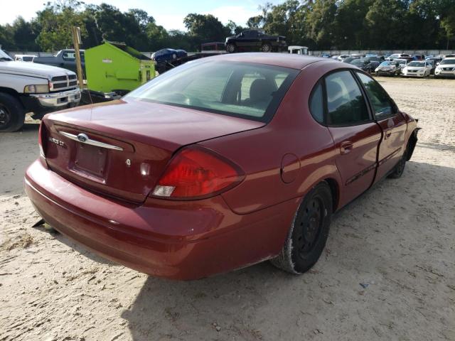 1FAFP52U81A163676 - 2001 FORD TAURUS LX RED photo 4