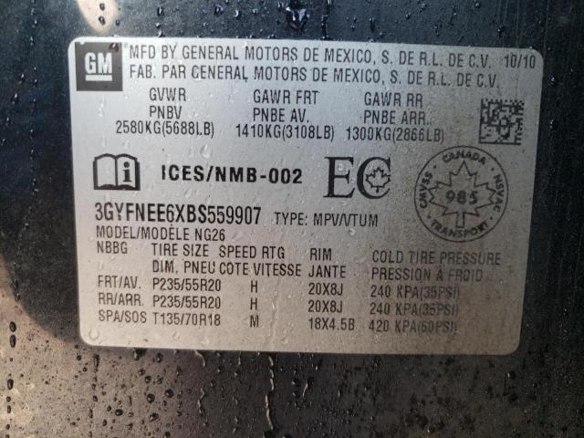 3GYFNEE6XBS559907 - 2011 CADILLAC SRX PERFOR 黑色 照片 10