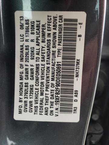 19XFB2F90DE050691 - 2013 HONDA CIVIC EXL 灰色 照片 10