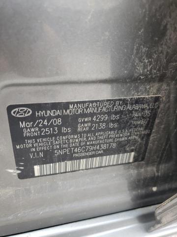 5NPET46C79H438178 - 2009 HYUNDAI SONATA GLS GRAY photo 10