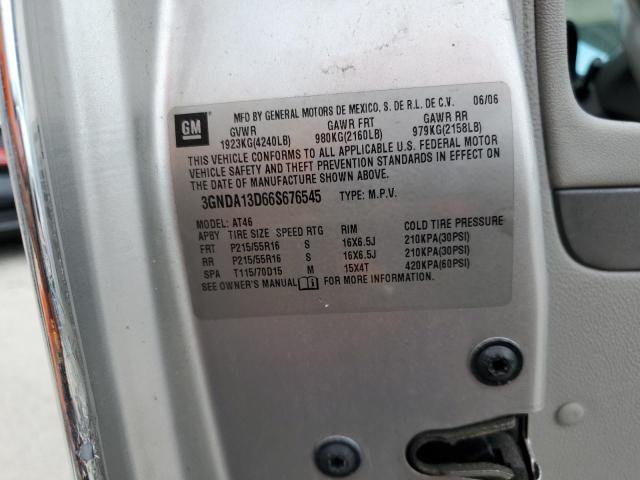 3GNDA13D66S676545 - 2006 CHEVROLET HHR LS SILVER photo 10