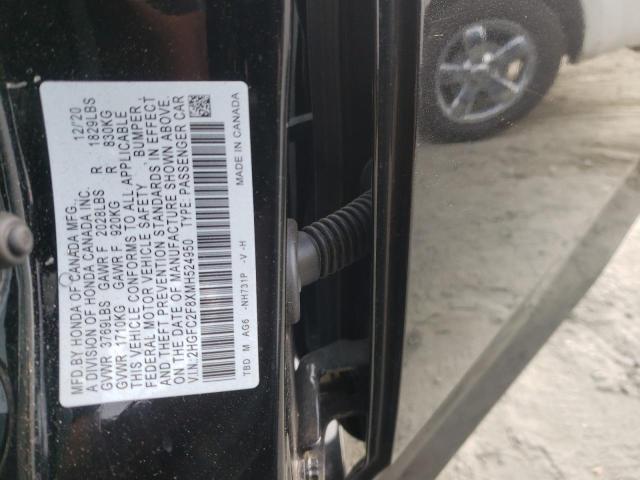 2HGFC2F8XMH524950 - 2021 HONDA CIVIC SPOR 黑色 照片 10