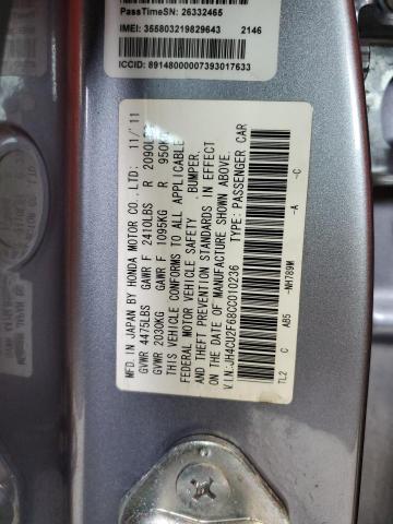 JH4CU2F68CC010236 - 2012 ACURA TSX TECH GRAY photo 10