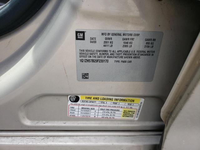 1G1ZH57B29F239170 - 2009 CHEVROLET MALIBU 1LT ოქროსფერი ფოტო 10