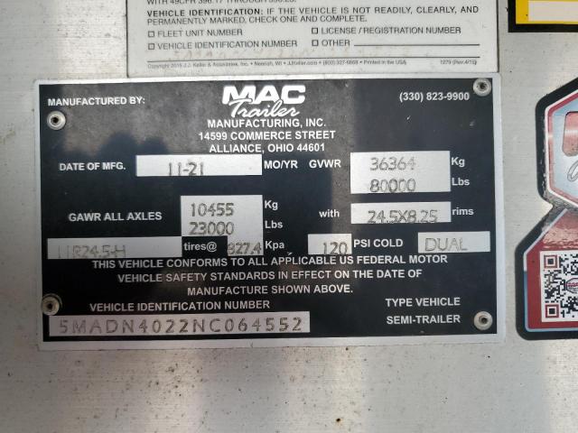 5MADN4022NC064552 - 2022 MACK TRAILER SILVER photo 10