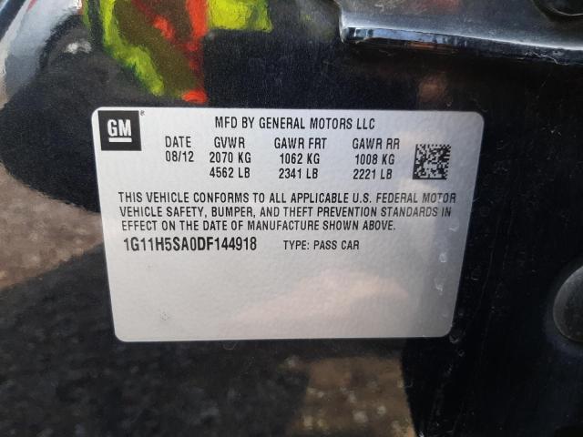1G11H5SA0DF144918 - 2013 CHEVROLET MALIBU LTZ შავი ფოტო 10