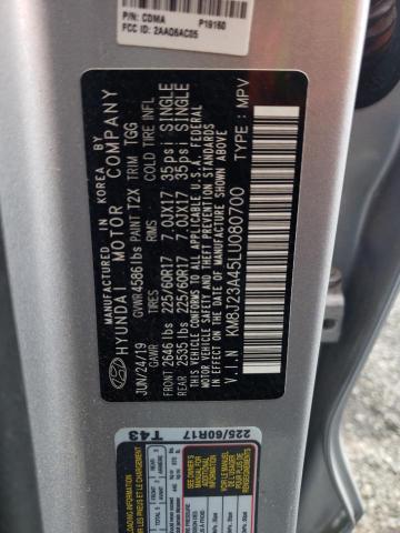 KM8J23A45LU080700 - 2020 HYUNDAI TUCSON SE SILVER photo 10