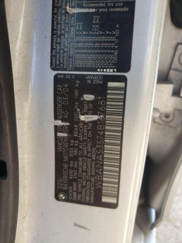 WBANA53574B167681 - 2004 BMW 525 I SILVER photo 10