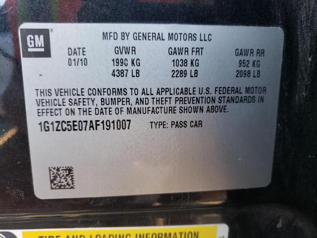 1G1ZC5E07AF191007 - 2010 CHEVROLET MALIBU 1LT 黑色 照片 10