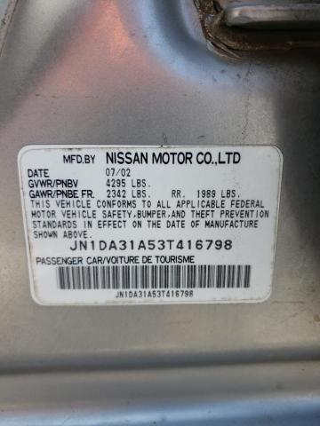 JN1DA31A53T416798 - 2003 NISSAN MAXIMA GLE SILVER photo 10