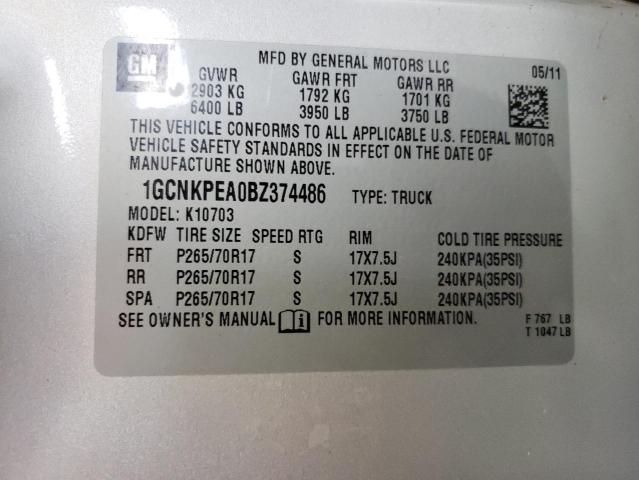 1GCNKPEA0BZ374486 - 2011 CHEVROLET SILVERADO SILVER photo 10